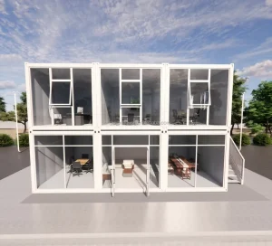 Southeast Asia Middle East Africa Combined Modern Full Glass 20ft 40ft Sandwich Panel Modular Office Container House