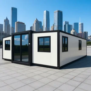 Spacious Prefabricated Modular 3 Rooms 20ft 40ft Double Wing Expandable Container House with Kitchen and Toilet