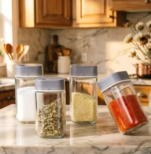 Spice Jars Salt Pepper Bottle Set Adjustable Pour Spice Jar 100ml Square Container Precise Seasoning Dispenser