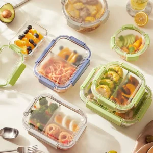 Square Borosilicate Glass Kitchen Food Container with Lids 12 Pcs Custom Glass Food Storage Containers for Freezer and Oven