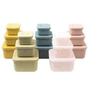 Square Eco Friendly Durable Silicone Microwave Safe Food Storage Container Portable Leak Proof Multifunctional Design for Office