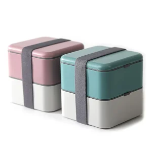 Stackable 2 Tier Lunch Box for Adults BPA Free Microwave Safe Leakproof Bento Food Container for Work School Meal Prep & Picnic