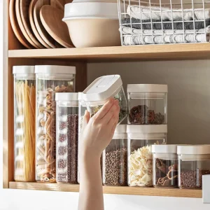 Stackable Airtight Containers With Lid Housewares Kitchen Clear Storage Bins Jars Organization Stuff Plastic Food PET
