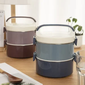 Stackable BPA Free Stainless Steel Dual Tier Thermal Leak Proof 1500ml Food Container for Work School Picnic
