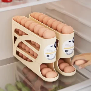 Stackable Egg Storage Container Refrigerator Egg Organizer Holder Plastic Egg Tray Dispenser Kitchen Fridge Storage Box