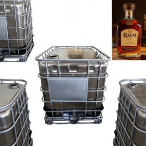 Stackable Food Grade Industrial Bulk Liquid Container Easy Transportation 1000L Stainless Steel Barrel Anti-Rust Coating ISO
