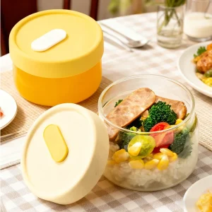 Stackable Glass Meal Prep Bowl 3 Pack Leak Proof High Borosilicate Glass Containers