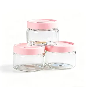 Stackable High Borosilicate Glass Lunch Box Set With 3 Sizes Glass Food Container for School and Office