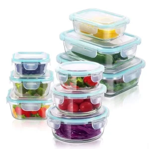 Stackable Kitchen Microwave Safe Airtight High Borosilicate Glass Food Storage Container with Locking Lid Food Box