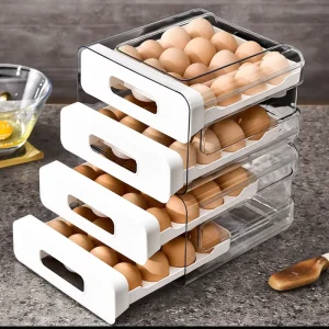 Stackable Kitchen Refrigerator Egg Organizer Egg Storage Box Plastic Egg Container with Drawer Crisper