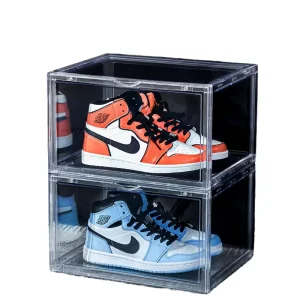 Stackable Shoe Box Minimalist Multifunction Shoes Display Transparent Magnetic Plastic PET PP Hard Plastic Shoe Box BT-376