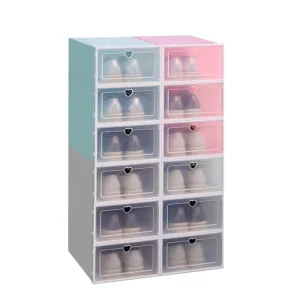 Stackable Shoe Storage Box Transparent Thickened Shoes Organizers Box Plastic Shoe Rack