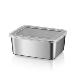 Stackable Stainless Steel Food Storage Container Freezer Safe Modern Design Fresh Keeping Box PP Lids Kitchen Use