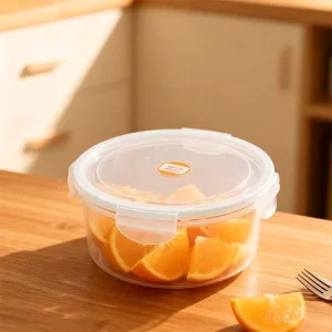 Stackable Transparent PP Food Storage Lunch Box, Square, Sealed, Microwave-Safe, 400ml