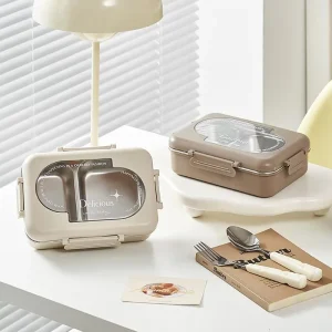 Stainless Steel Bento Box Heatable Lunch Box with Silicone for Students and Kids PP Material