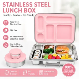 Stainless Steel Bento Box Leak Proof Reusable Lunch Container for Kids Adults Camping Picnic Travel Work