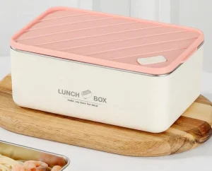 Stainless Steel Bento Box Microwavable Leakproof Lunch Container With Vent Lid Portable Food Box for Office Workers School Kids