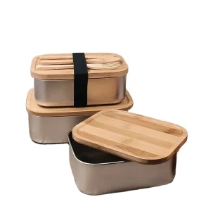 Stainless Steel Bento Lunch Box Eco Friendly Meal Storage Food Container with Bamboo Lid