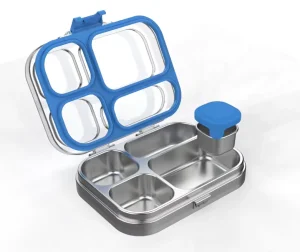 Stainless Steel Bento Lunch Box with Microwaveable Compartments Take Away Food Container with Heatable Lids for Kids