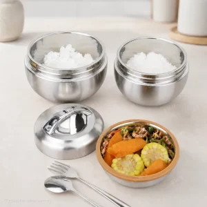 Stainless Steel Bento Lunch Container Warmer Heatable Large Capacity Dishwasher Safe Kids Lunch Box Gift OEM Lunch