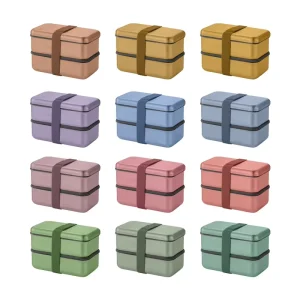Stainless Steel Dual Tier Bento Box Leakproof Lid 1600ml Capacity Microwavable Portable Customizable Colors for Adults