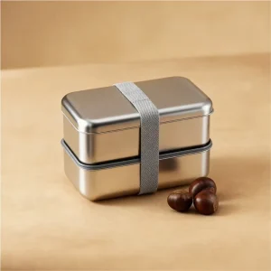 Stainless Steel Dual Tier Lunch Box Kids Stackable Japanese Bento Box for School Office Camping Microwave Dishwasher Safe