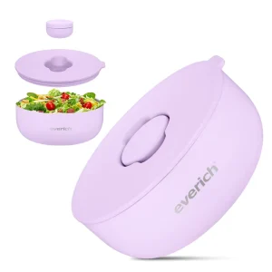Stainless Steel Dual Tier Lunch Box with Plastic Magnetic Dressing Pot for Salad Fruit Food Container Preservation