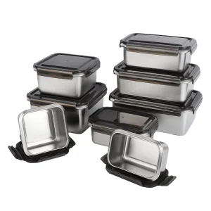 Stainless Steel Food Container With Airtight PP Lid Storage Container Metal Lunch Box
