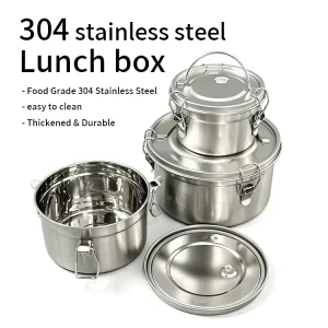 Stainless Steel Food Storage Containers 304 Grade Small Canister Lock Clips Lid Heavy Duty Metal Bucket Rice Leak Proof
