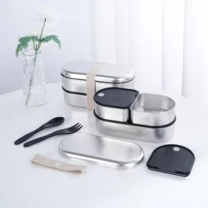 Stainless Steel Kids Adult Large Metal Bento Lunch Box Microwavable Leak Proof Stackable 1 Compartment Food Container