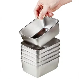 Stainless Steel Leak Proof Fresh Keeping Box with Lid Home Refrigerator Food Classification Storage Box Rectangular Lunch Box