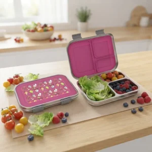 Stainless Steel Lunch Box 100% BPA Free Bento Box Three Compartments Leak Proof Kids