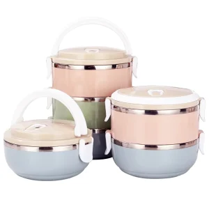 Stainless Steel Lunch Box Container Food Safety Buckle Portable Handle Vent Hole for Assembly