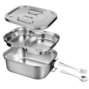 Stainless Steel Lunch Box for Kids Adult Double Layer Lunch Container Thermal Bento Box Food Container Microwave Safe