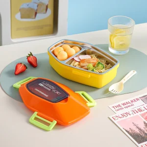 Stainless Steel Lunch Box with Divider 900ml Meal Prep Container Reusable Food Grade School Office