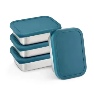 Stainless Steel Lunch Box with Silicone Lid and Removable Divider Small Insulated Bento Box Kids Snack Container for School