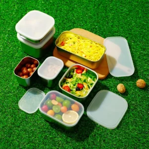 Stainless Steel Meal Prep Container with Lid Leakproof Heatable Microwave Safe Portion Box Custom Logo