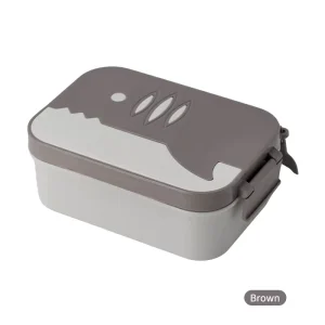 Stainless Steel Minimalist Black White Leakproof Single Tier Lunch Box, High Capacity