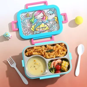 Stainless Steel Rectangle Lunch Box Microwavable Food Storage Children Kids School Office Portable Multifunctional Food Grade