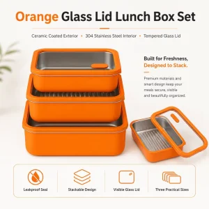 Steel Container Custom Lunch Box Glass Spill Proof Bento Container Stainless Steel Lunch Box