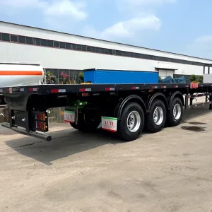 Steel Flatbed Semi Trailer Anti-deformation General Cargo Platform Equipped 1.5m Front Bulkhead 60t Payload