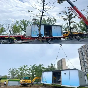 Steel Modular Mobile Toilet Washroom with Solar Panels Complete Smart Configuration Portable Building Cost