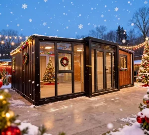 Steel Structure Wooden Prefabricated Portable 40ft 20ft Mobile Container Home Shipping Midcentury Modern Supermarket Home Bar