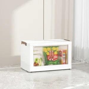Storage Box Bins Large Capacity Stackable Portable Storage Container BPA Free Household Double Door Storage Box