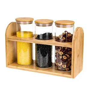 Straight Round Kitchen Food Storage Container Glass Jar with Lid
