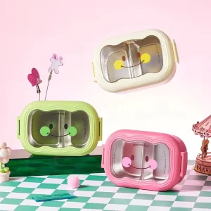 Student Lunch Box Stainless Steel Compartment Cartoon Adult Office Meal Container Fresh keeping Box Portable Simple Leak proof
