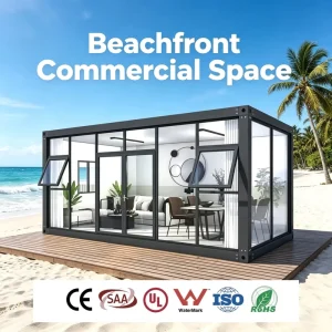Sun Shading Awning Flat Pack Container Field Laboratory with Ventilated Panel and Workbench for Seaside Testing Station