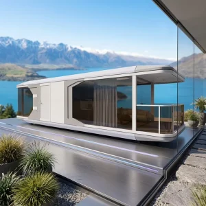 Super Luxury Prefab Space Capsule Anti Rust Galvanized Steel Pipe Frame Pod Glamping Space Capsule With Balcony