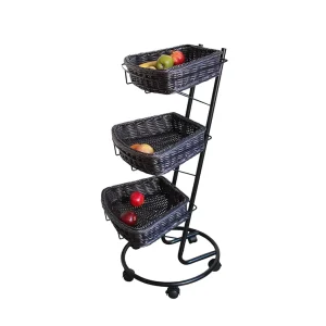 Supermarket Fruit Vegetable Display Rack Plastic Rattan Pile Head Bulk Snacks Storage Display Basket Fruit Storage Basket