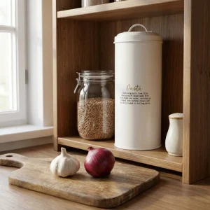 Tall Round Metal Pasta Canister Airtight Spaghetti Storage Tin Kitchen Pantry Food Container Farmhouse White OEM